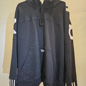 Adidas Black No-Zip Hoodie w/Tunnel Pocket, Drawstring